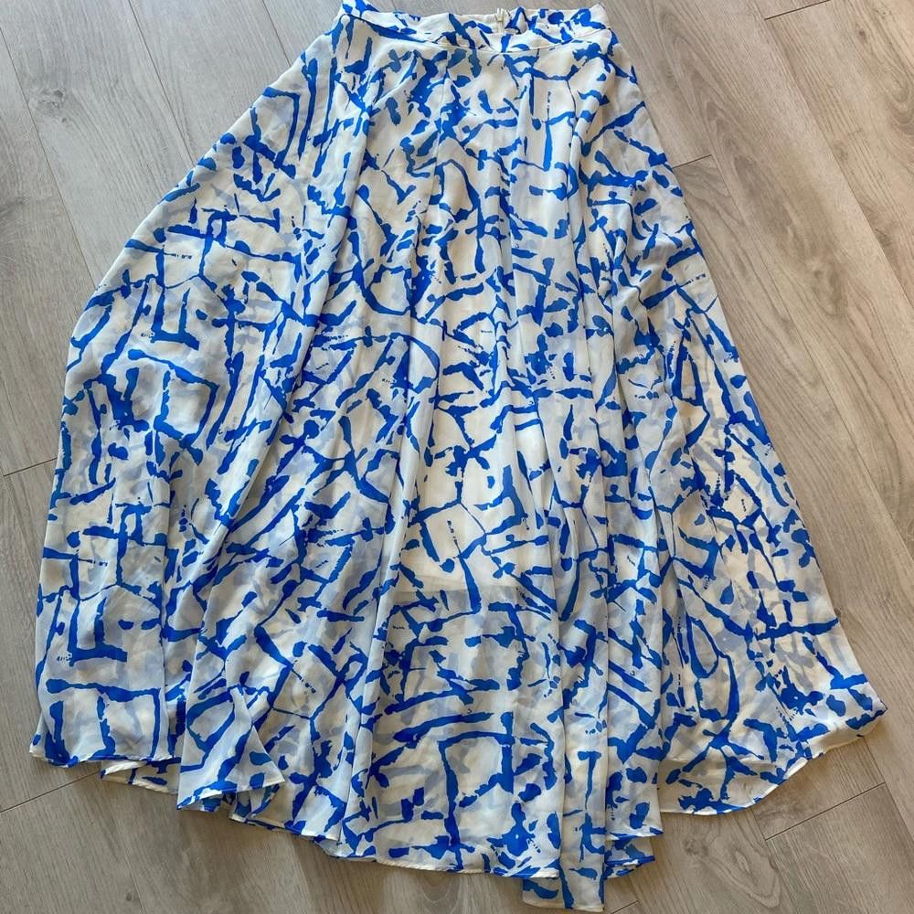 Designer Jenn Blue and White Maxi Skirt Size 28" / US 6 / IT 42 - 1 Thumbnail