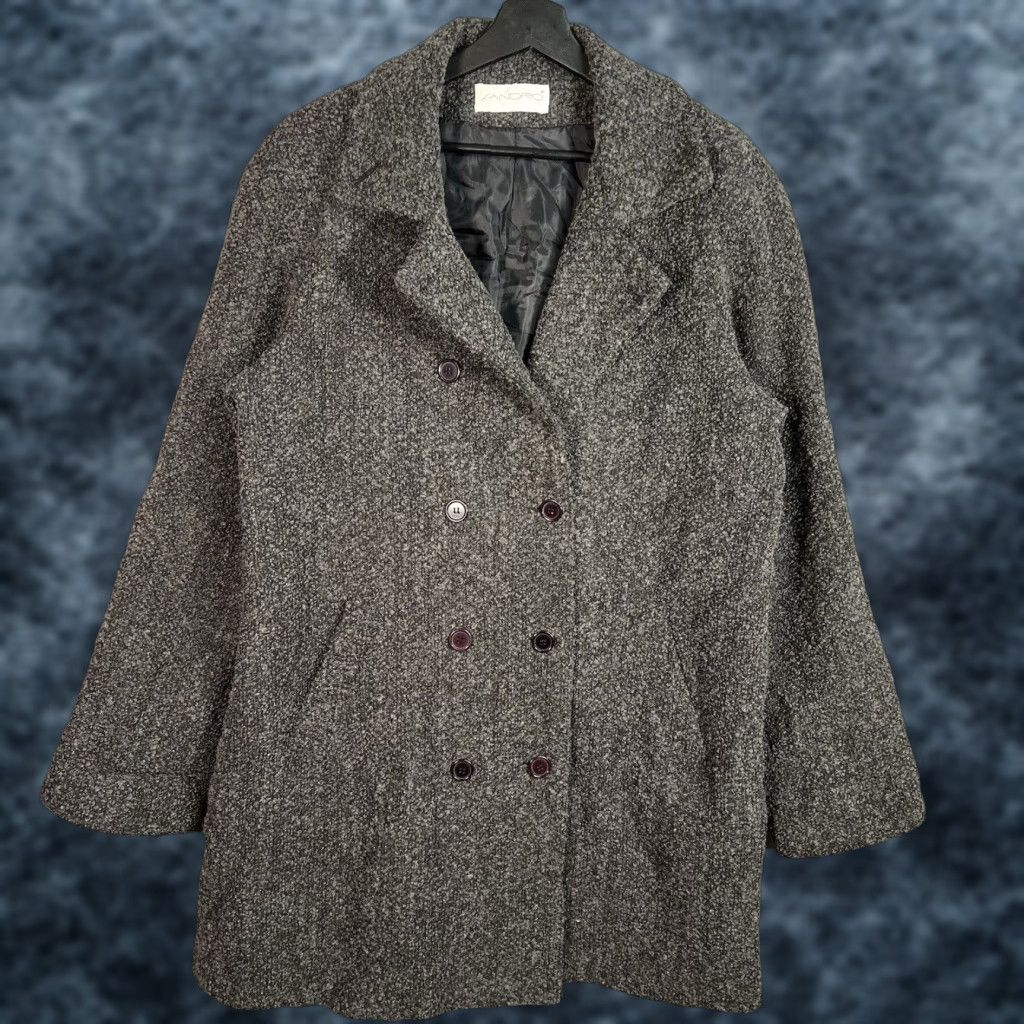 Sandro VINTAGE Sandro Coat Womens 16 Gray Wool Blend Tweed Overcoat 90s Size XXL / US 16-18 / IT 52-54 - 1 Thumbnail