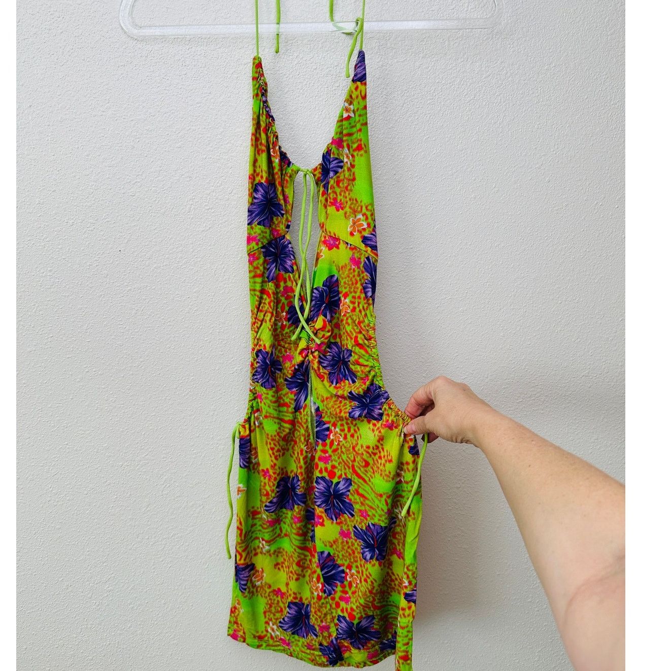 I.AM.GIA I AM GIA Green Floral Cutout Halter Keyhole Mini Dress S Size S / US 4 / IT 40 - 5 Thumbnail