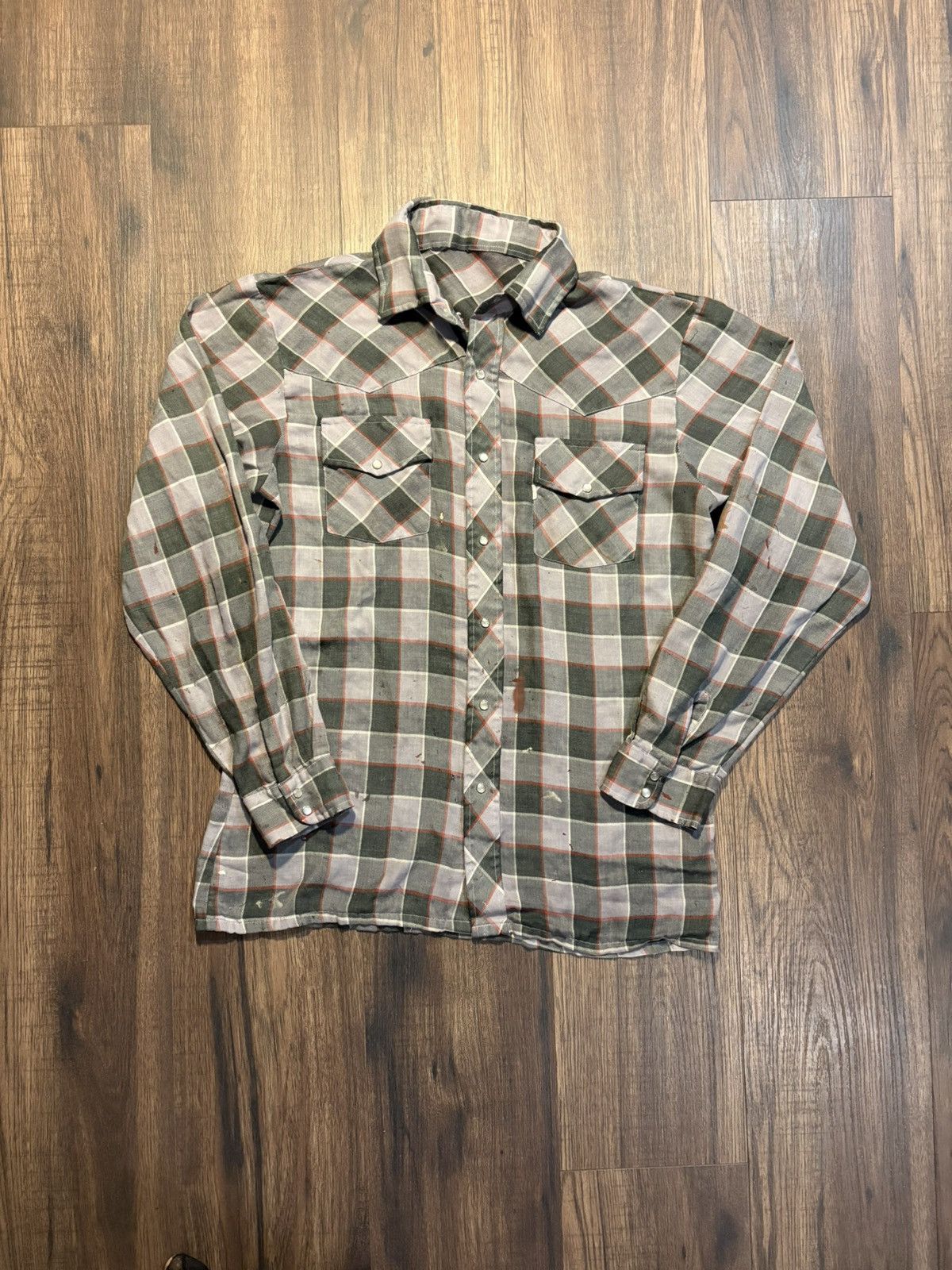 Levi's 🔥Vintage 60s Levi's Strauss Big E Western Pearl Snap Flannel Size US M / EU 48-50 / 2 - 1 Thumbnail