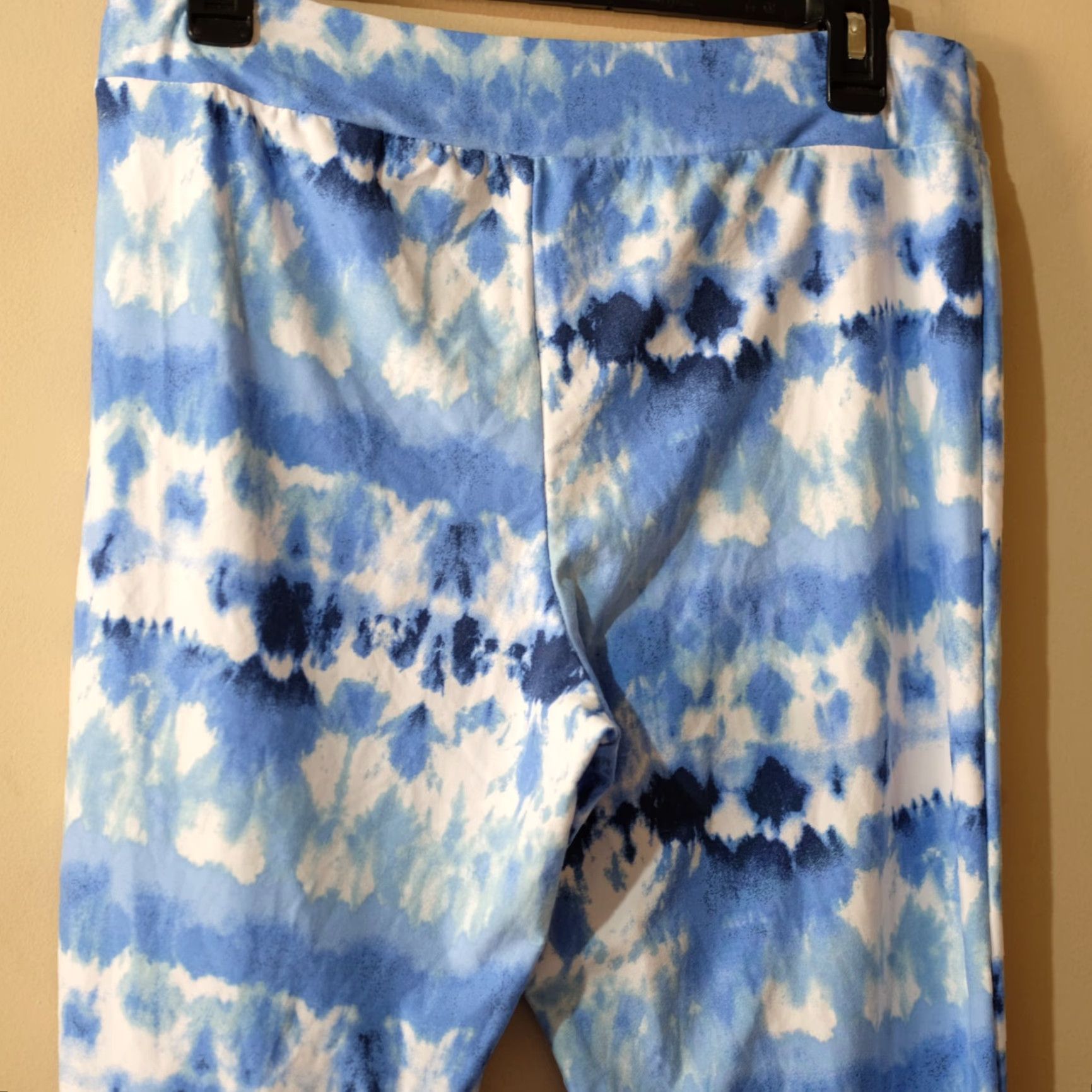Vintage NWOT Terra & Sky Capri Leggings Tie Dye Blue/White Women's 0X #p95-227 Size 40" / US 18 - 5 Thumbnail