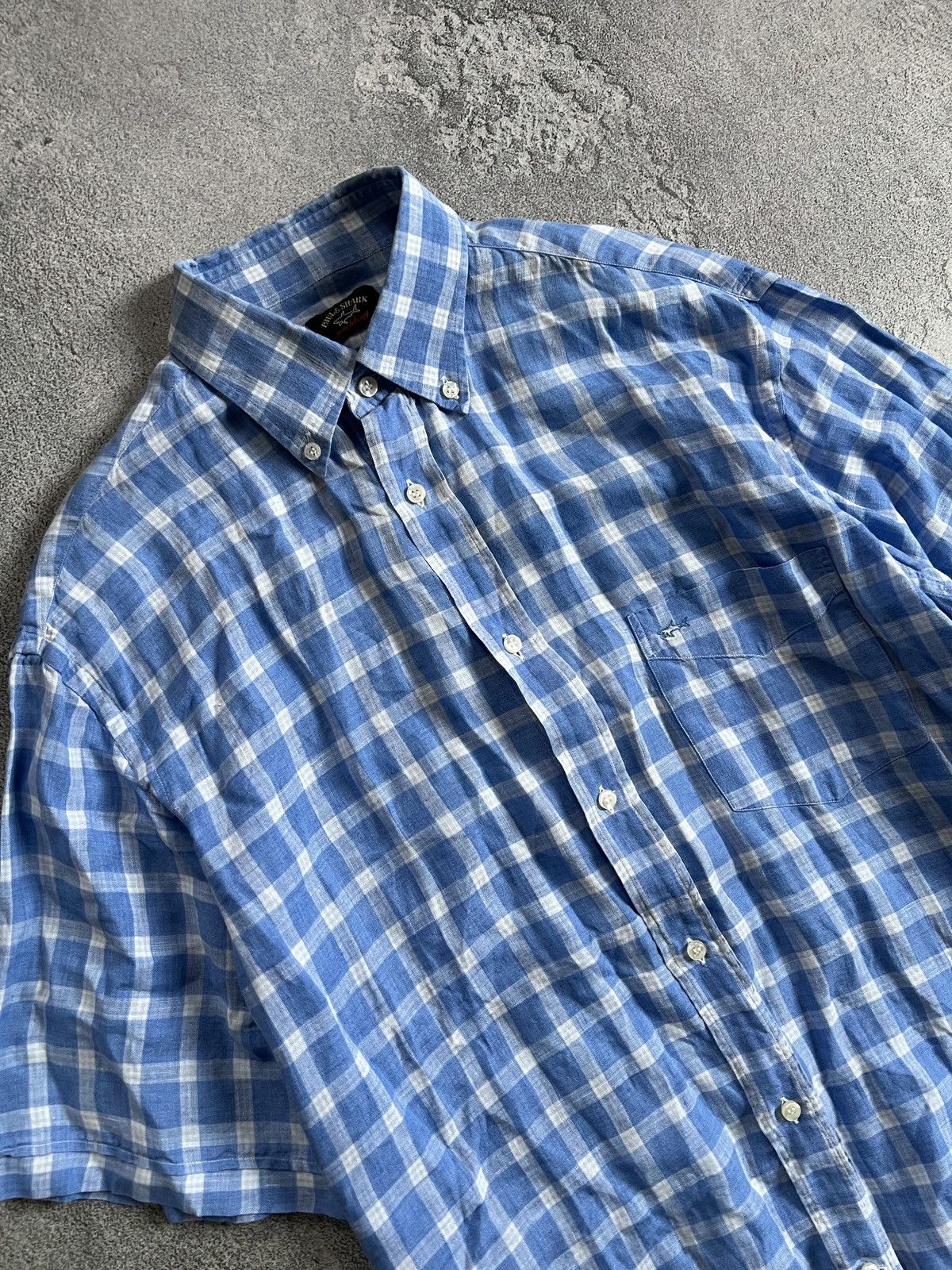 Paul & Shark Paul & Shark Yachting Linen Short Sleeve Button Shirt Plaid Size US M / EU 48-50 / 2 - 2 Thumbnail