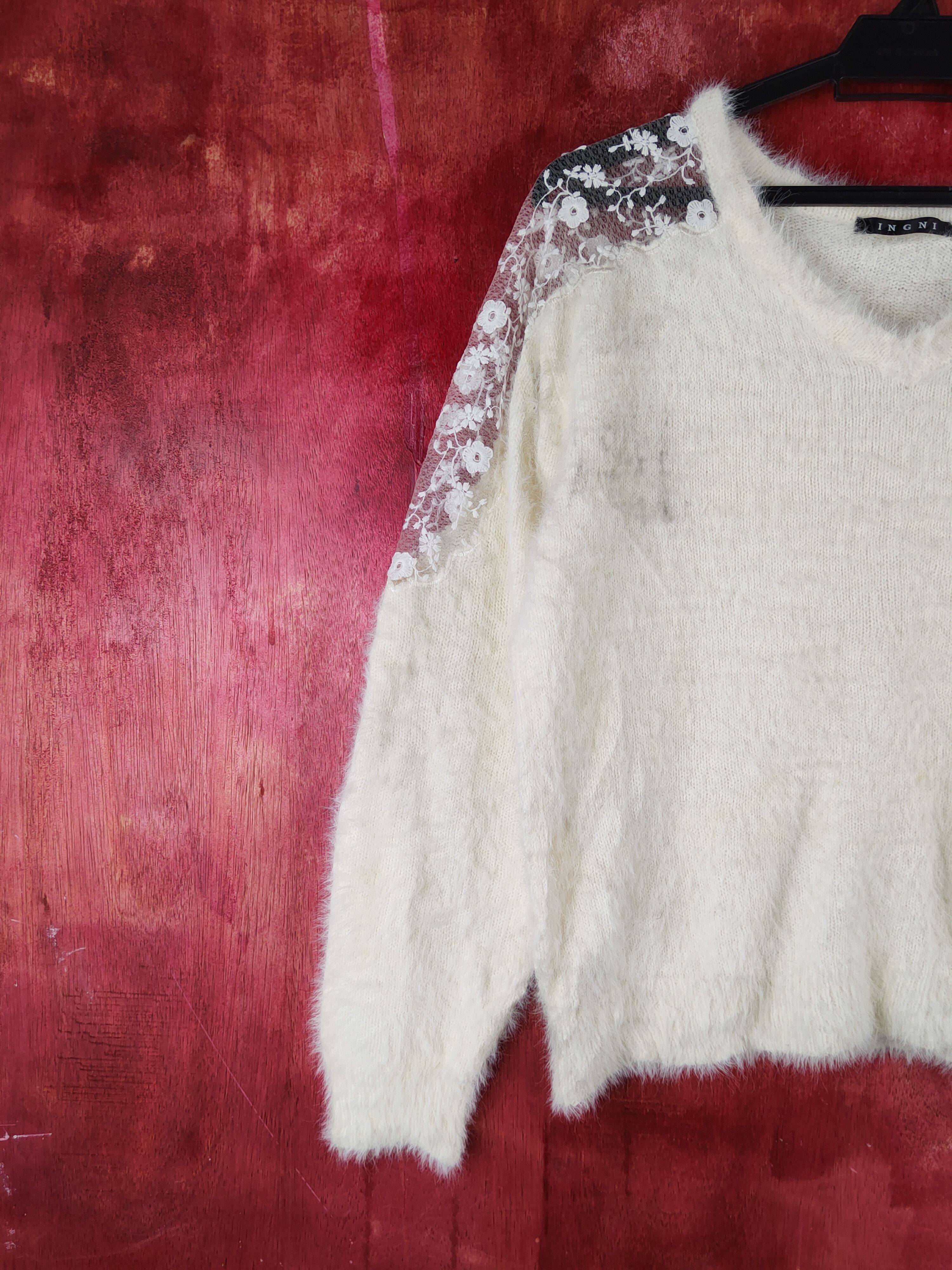 Japanese Brand × Vintage Ingni Ivory Shag Shaggy Fur Mohair Knitwear #S1925 Size M / US 6-8 / IT 42-44 - 3 Thumbnail