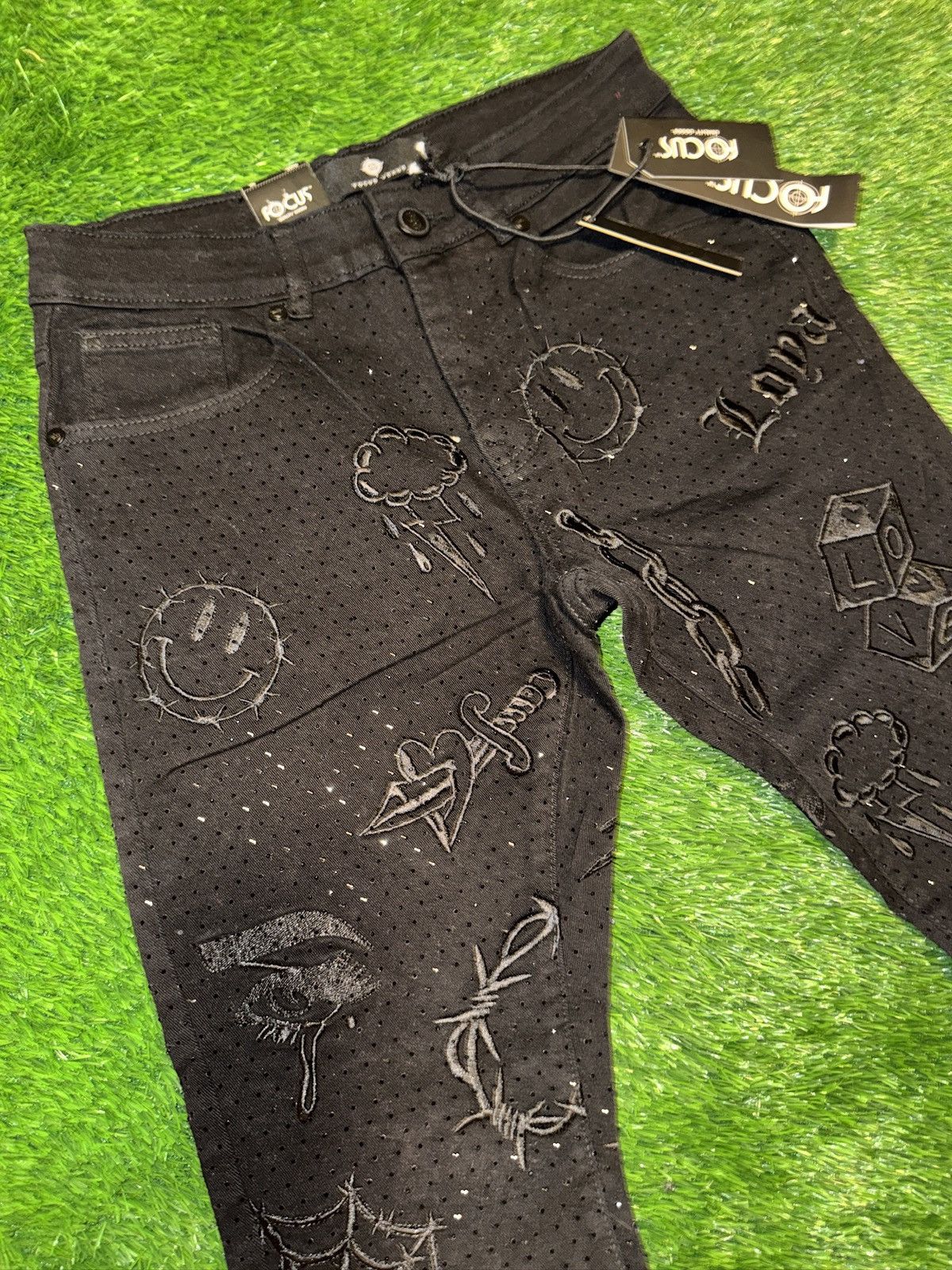 Other Rhinestone Jeans Denim Size US 30 / EU 46 - 3 Thumbnail