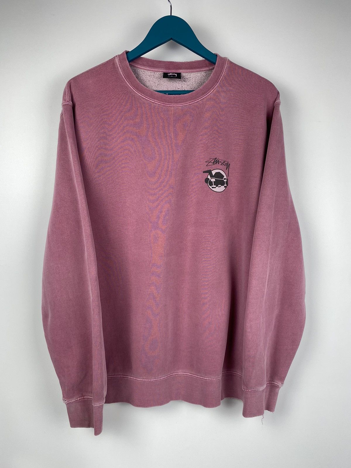 Stussy Stussy Skateman Pigment Dyed Crewneck (Washed Pink) - Size L Size US L / EU 52-54 / 3 - 2 Thumbnail