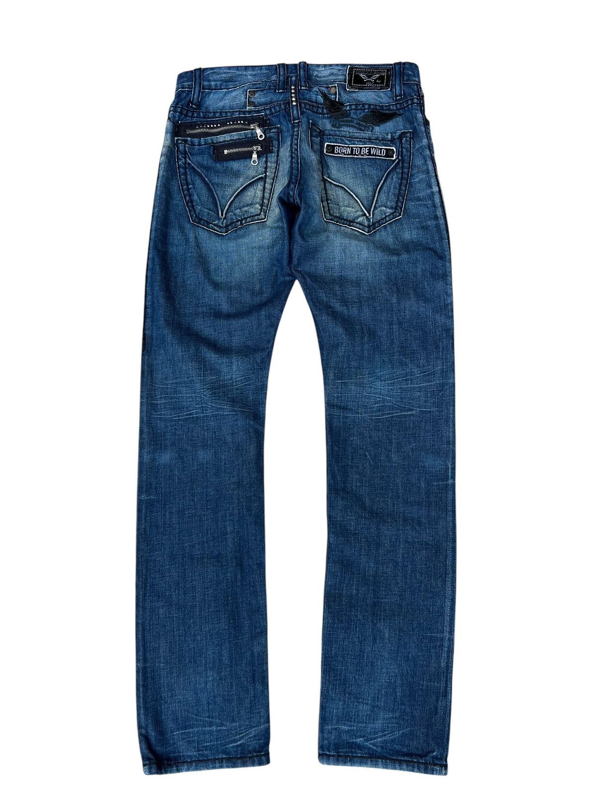 Robins Jeans Y2K Robin’s Jean Born To Be Wild Dirty Denim Jeans Size US 31 - 12 Thumbnail