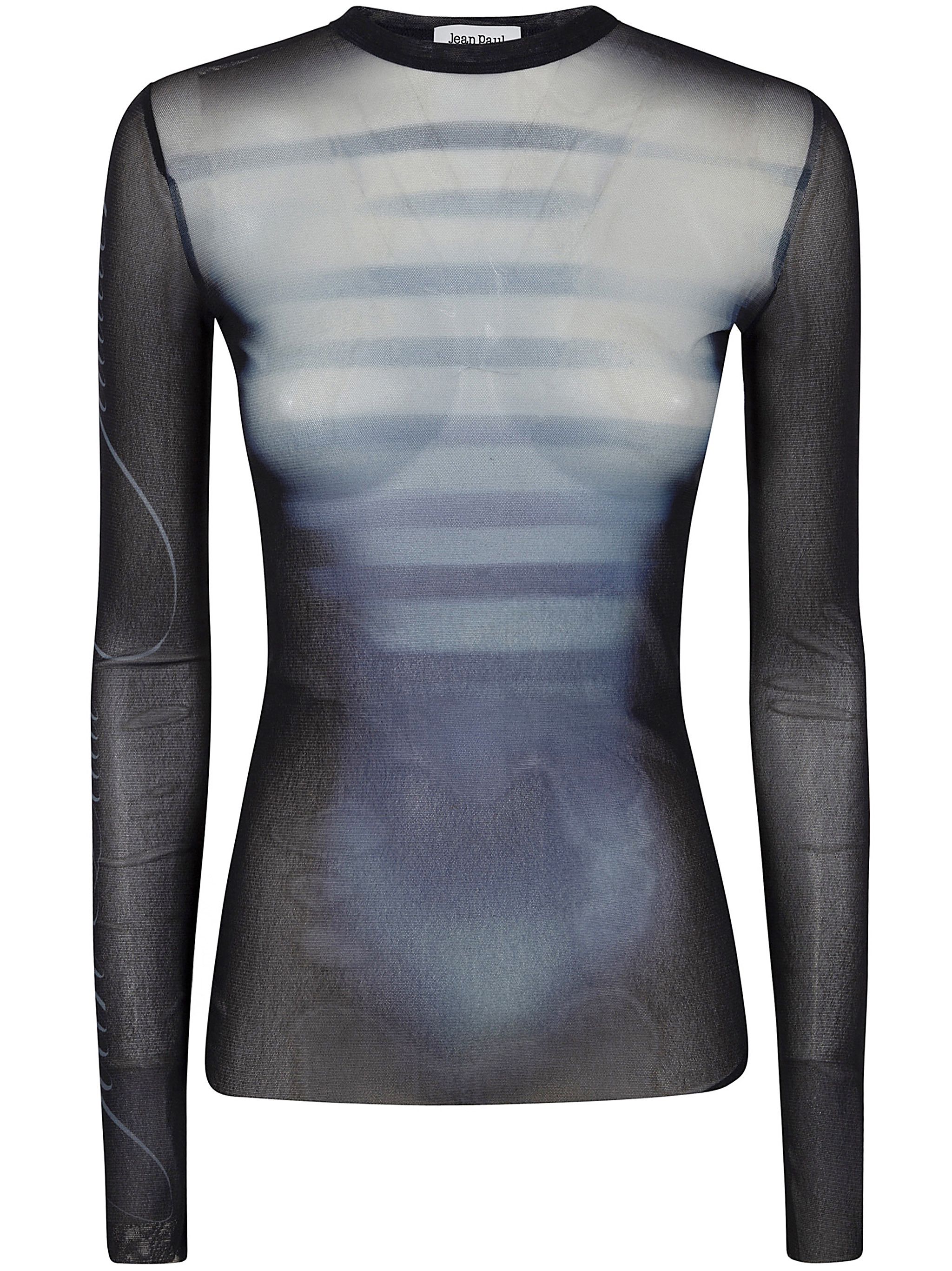 Tシャツ・カットソー JeanPaul GAULTIER MESH CREW NECK TOP PRINTED \"LE MALE\" Jean Paul Gaultier Le Male Print Mesh Long-Sleeve Top