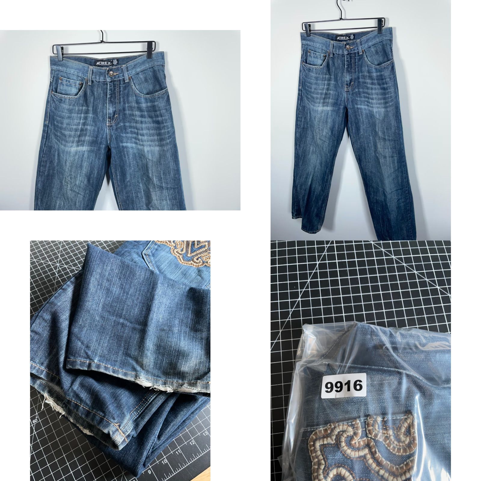 Avirex VINTAGE Avirex Jeans Baggy Straight Leg Men's 32 x 29 Blue Denim Embroidered Y2K Skater Regular 5-Pocket Denim Cotton Polyester Size US 32 / EU 48 - 9 Thumbnail