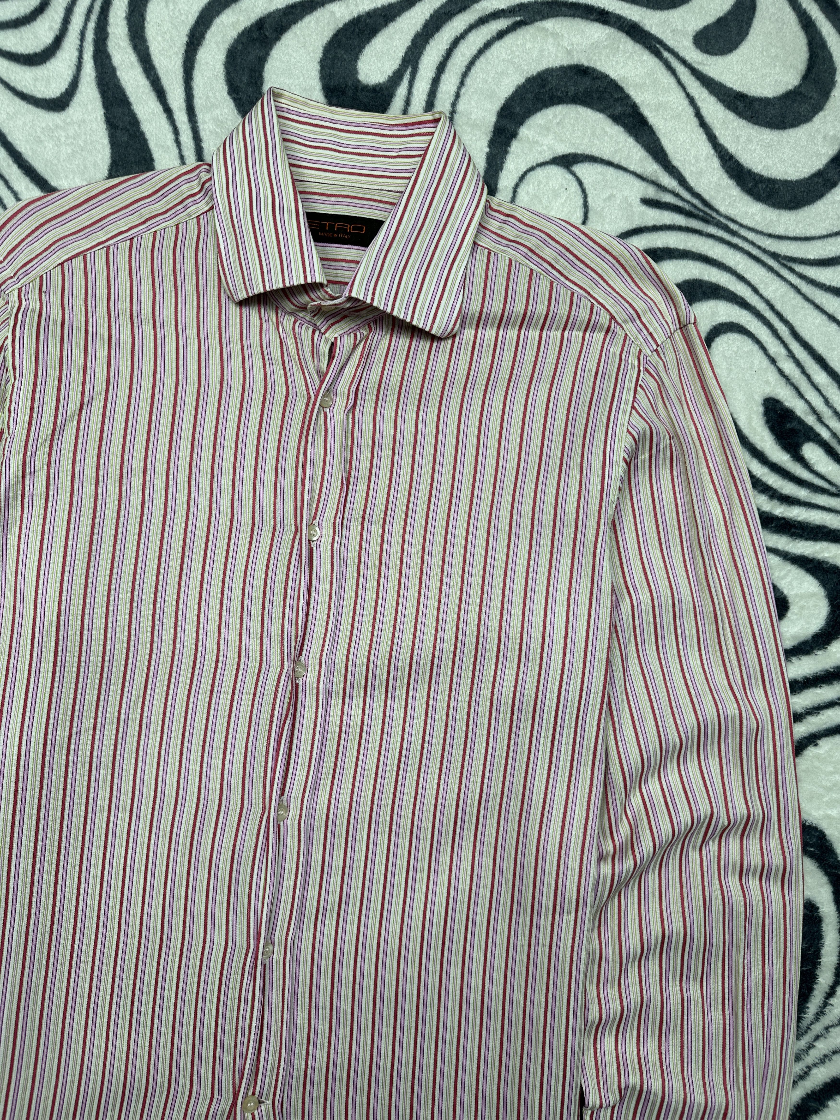 Etro Etro Vintage Mens Long Sleeve Striped Shirt Size US L / EU 52-54 / 3 - 2 Thumbnail