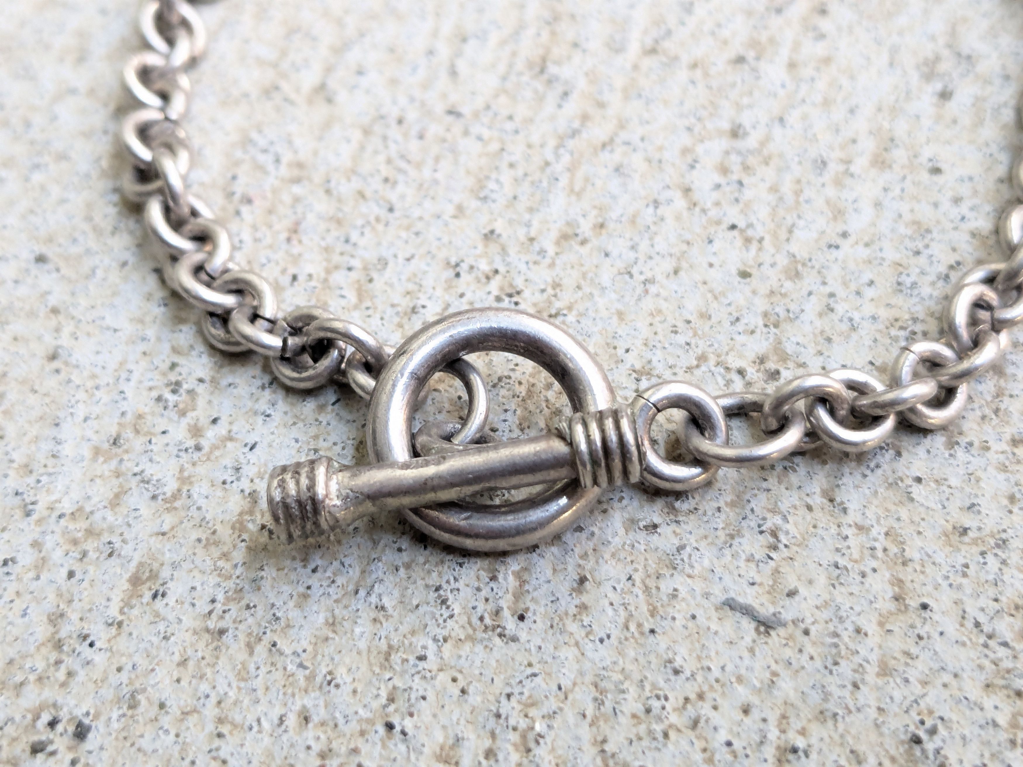 Jewelry Vintage Sterling Silver Bracelet Rolo Round 8.25" Chain Link Size ONE SIZE - 4 Thumbnail
