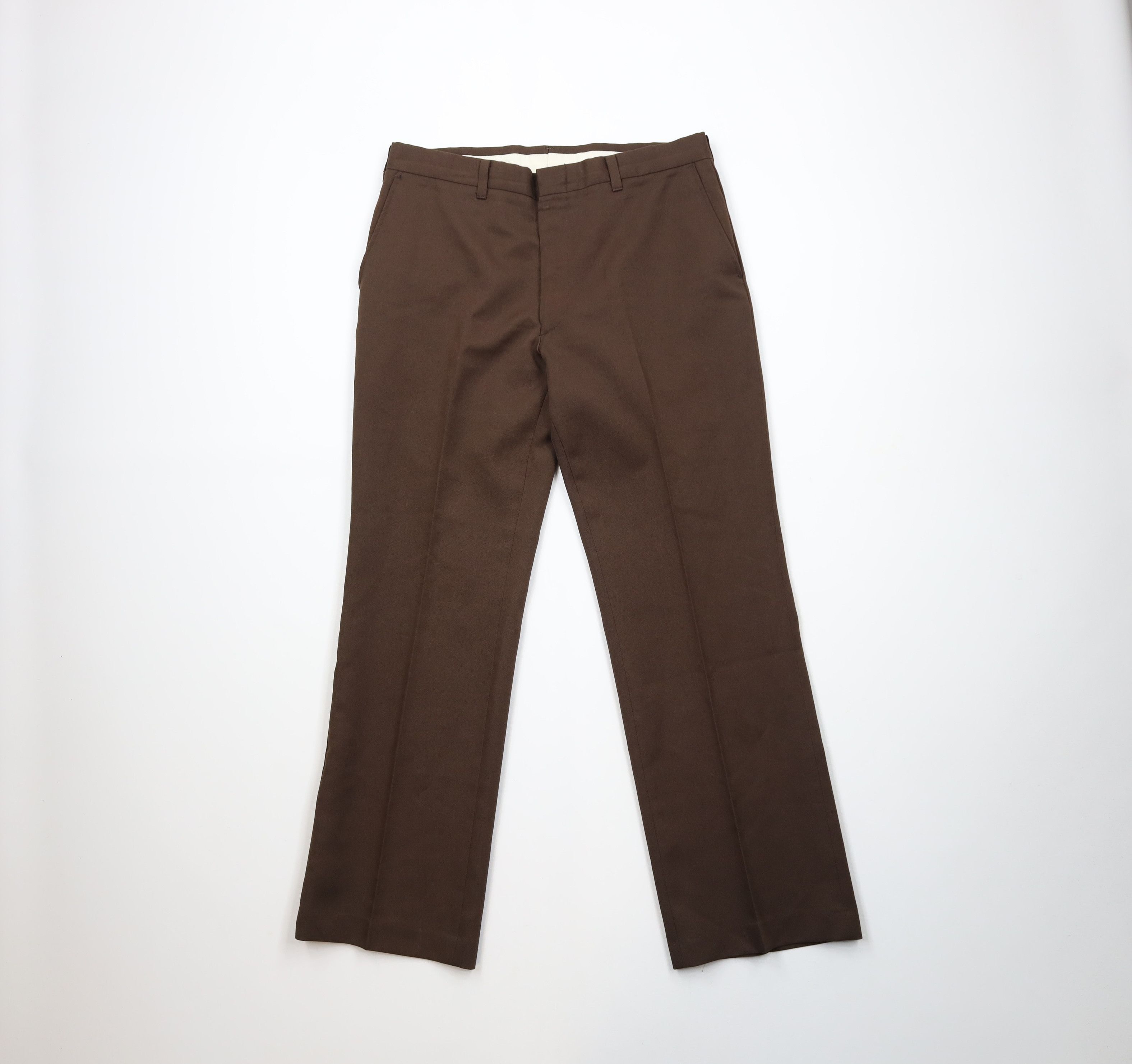 Vintage Vintage 70s Streetwear Flared Wide Leg Chino Pants Brown Size US 32 / EU 48 - 1 Thumbnail