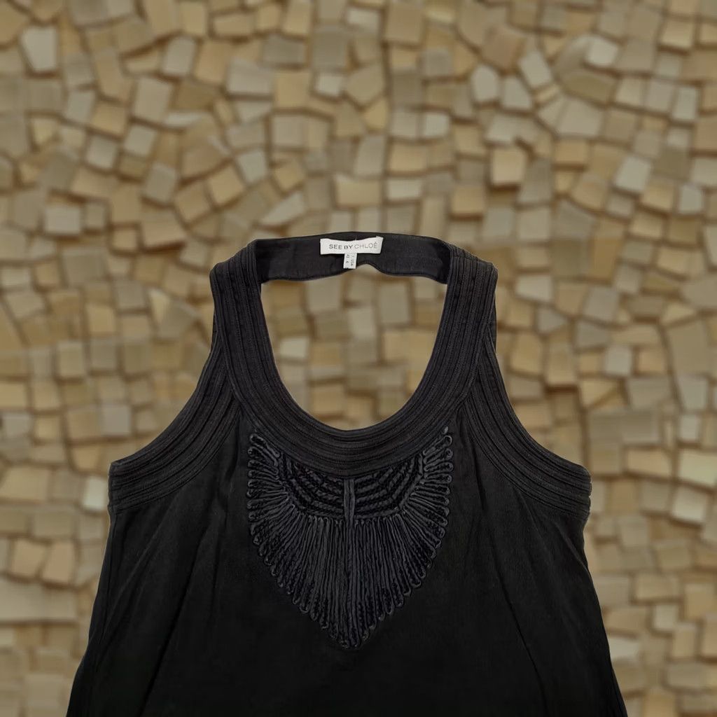 Vintage See by Chloe Womens Mini Dress Black 10 UK Sleeveless A-Line Short Length Size 32" / US 10 / IT 46 - 1 Thumbnail