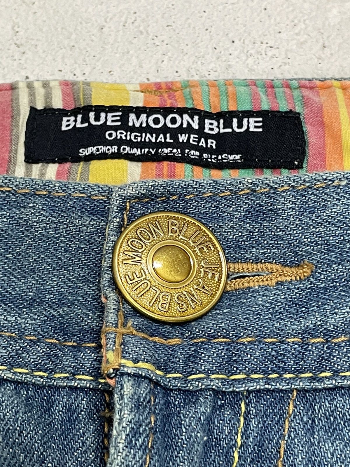 Japan Blue Vintage Blue Moon Blue Embroidery Tartan Plaid Junya Style Size 29" - 14 Thumbnail