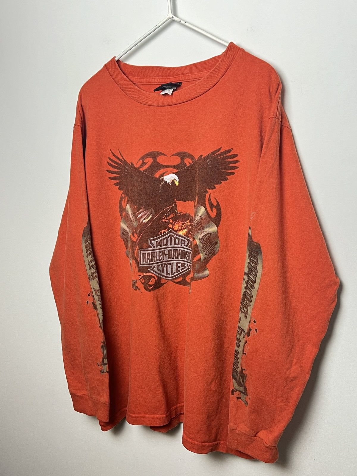 harley davidson y2k prison orange longsleeve vintage l-xl