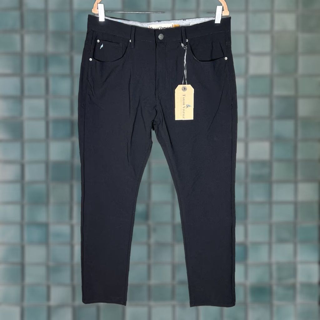 VINTAGE Tailor Vintage Canaan Slim Fit Performance Tech Pants Mens Size 36x32 Black New