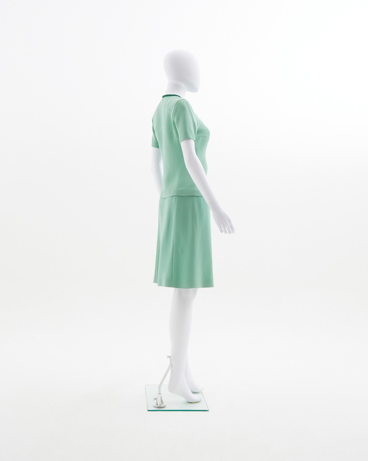 Miu Miu S/S 2004 Mint beaded embellished top & pencil skirt set Size M / US 6-8 / IT 42-44 - 4 Thumbnail