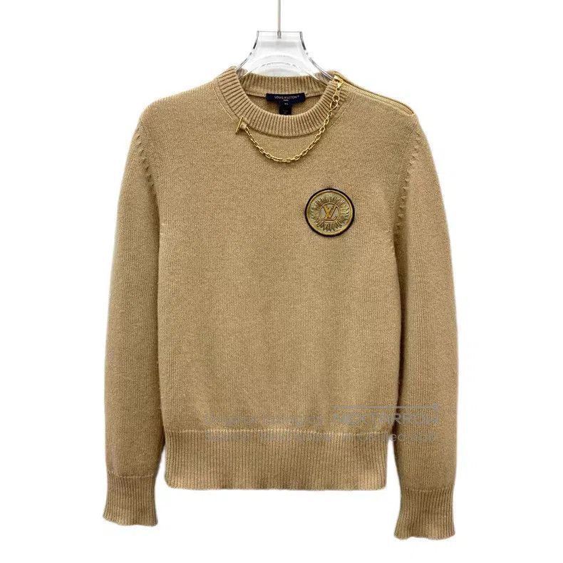 Louis Vuitton Louis Vuitton 24 Brown Chain Logo Embroidered Cashmere Cre Size US XS / EU 42 / 0 - 1 Thumbnail