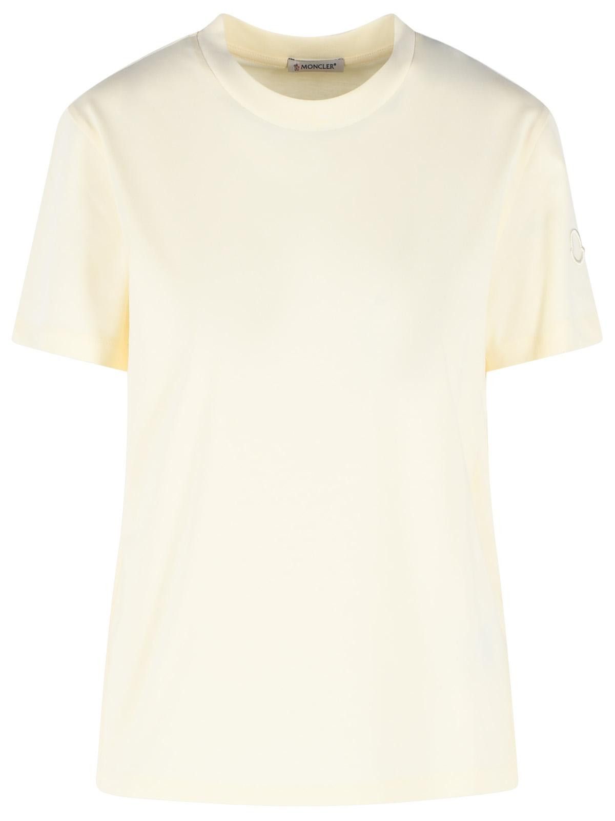 Moncler MONCLER Cream Cotton T-Shirt Size M / US 6-8 / IT 42-44 - 1 Thumbnail