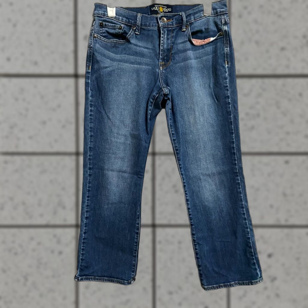 Lucky Brand LUCKY Brand Jeans Women's Size 6 / 28 Sweet 'n Crop Medium Wash Denim Faded Cropped Jeans Straight-Leg Adult Womens Size 28" / US 6 / IT 42 - 1 Thumbnail