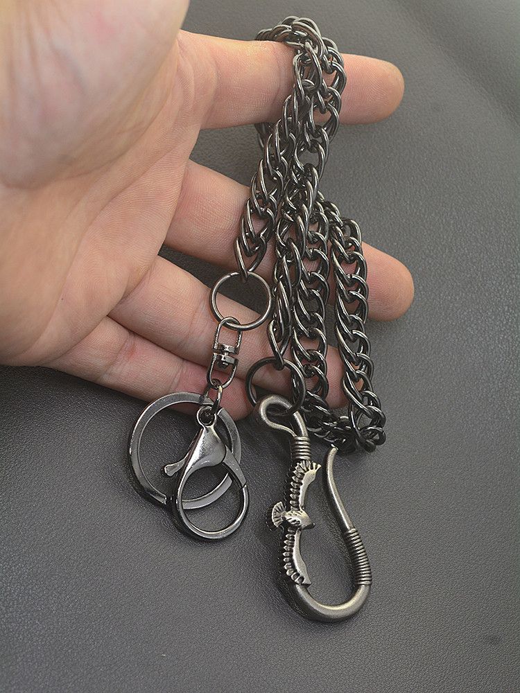 Japanese Brand Gunmetal Biker Pants Chain Double Wire Curl Size ONE SIZE - 2 Thumbnail