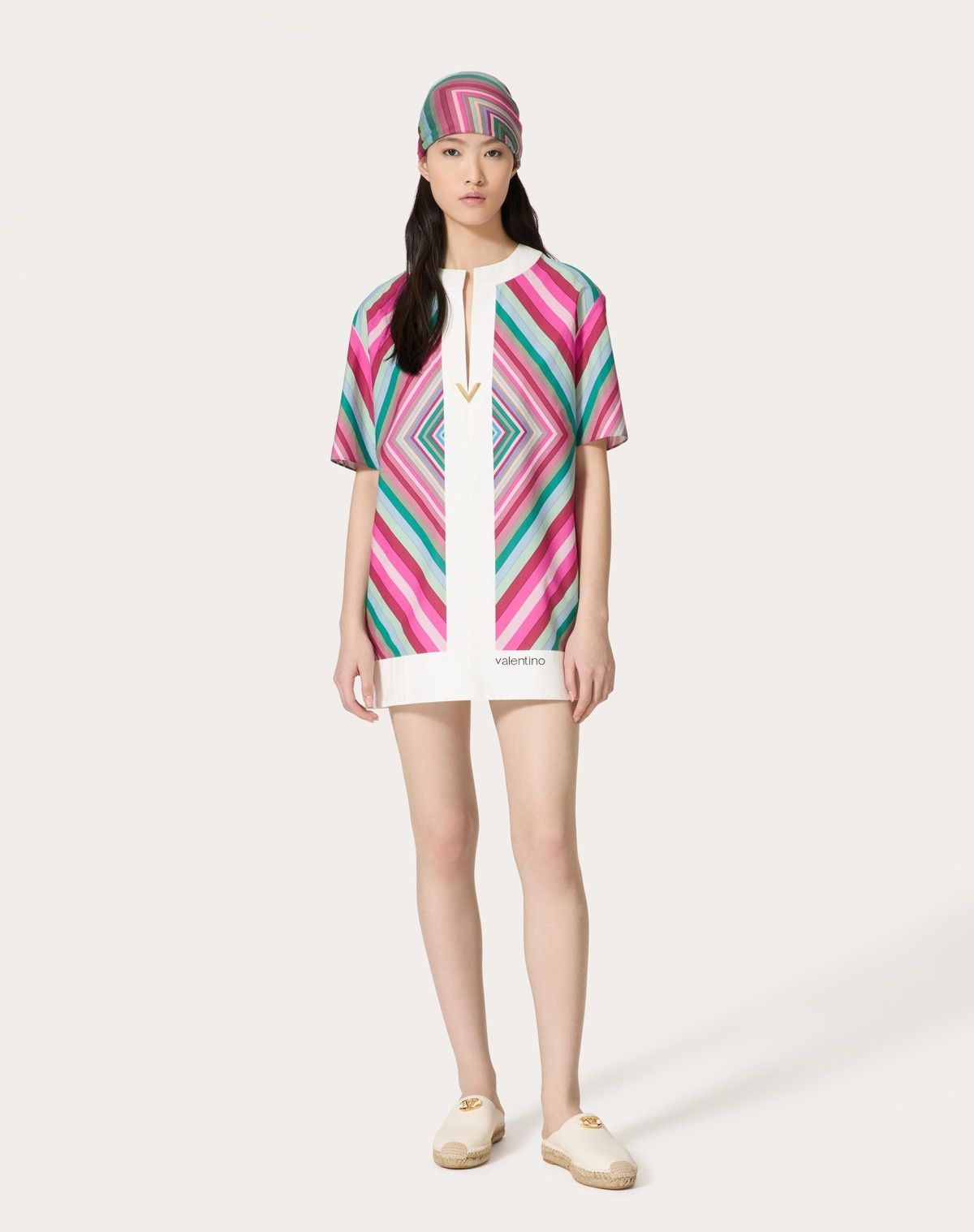 Valentino o1s1wg110525 Foulard Popeline Short Dress in Multicolor Size XS / US 0-2 / IT 36-38 - 2 Thumbnail