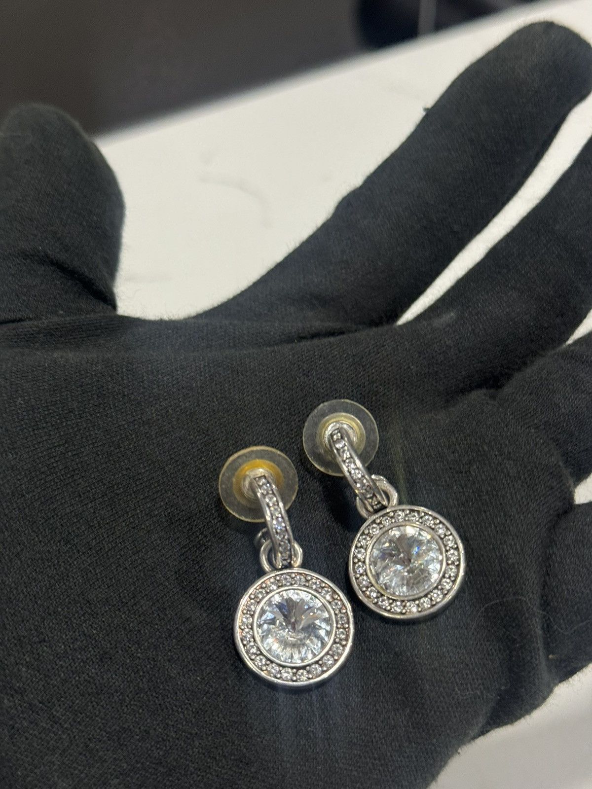 Jewelry Vintage Miglio Crystal Drop Earrings Silver-Tone Halo Design Size ONE SIZE - 9 Thumbnail