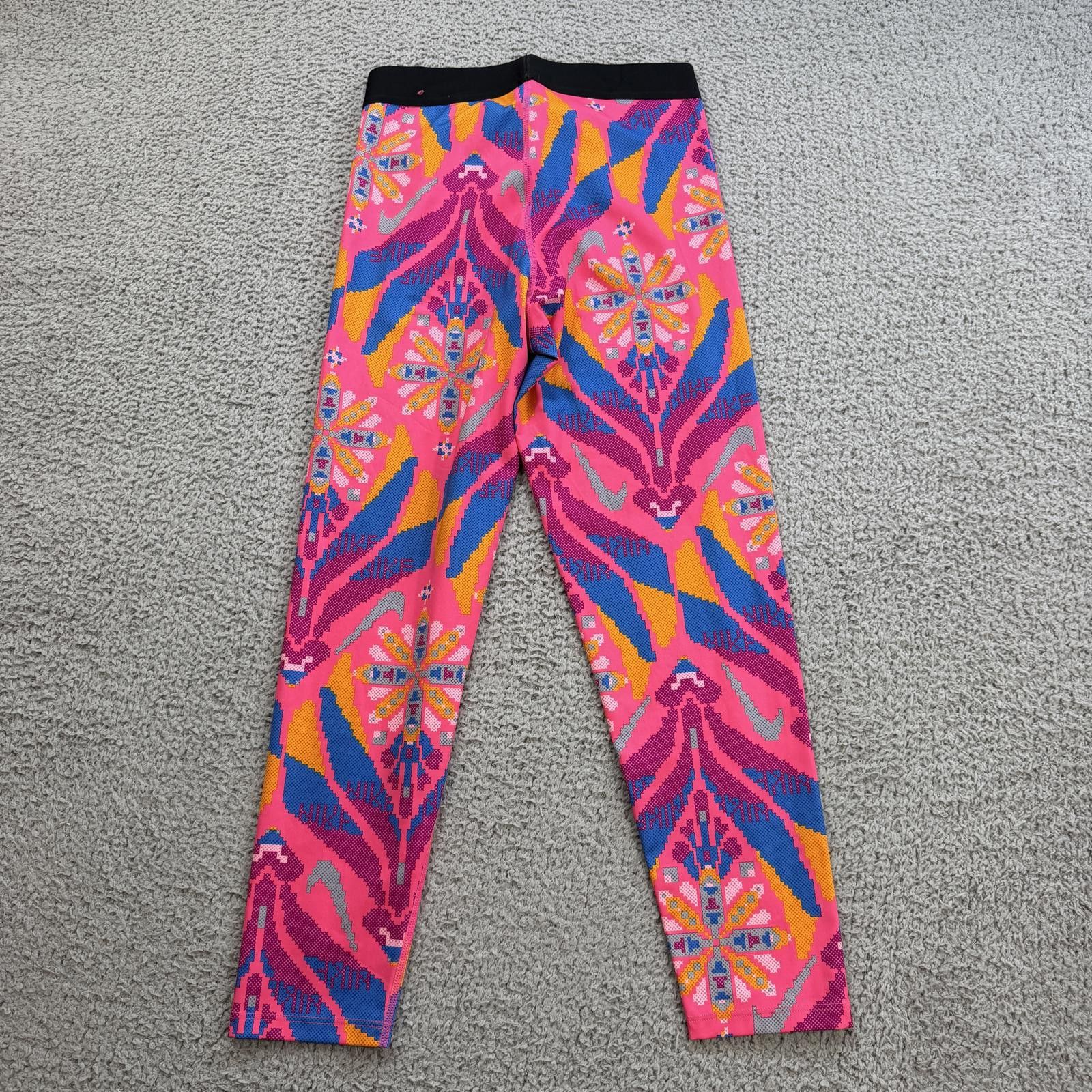 Nike Nike Pro Dri Fit Pink Multicolor Compression Leggings Womens Size 28" / US 6 / IT 42 - 2 Thumbnail