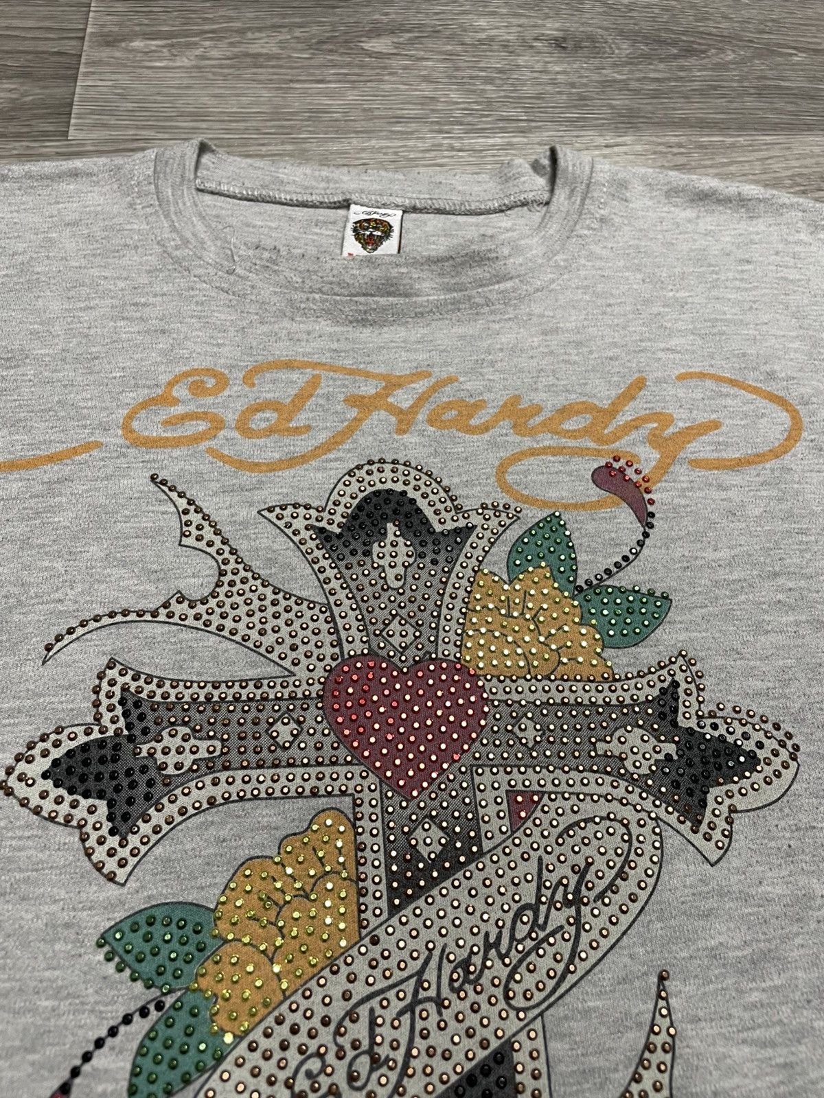 Ed Hardy Vintage Ed Hardy Big Logo Rhinestones T-Shirt Size US L / EU 52-54 / 3 - 7 Thumbnail