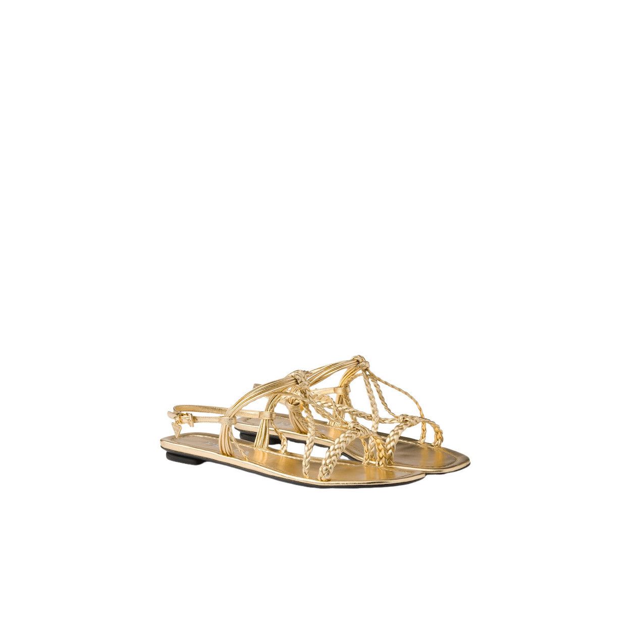 Prada PRADA $1320 Platinum Flat Mordore Nappa Leather Sandals New Size US 10.5 / IT 40.5 - 1 Thumbnail