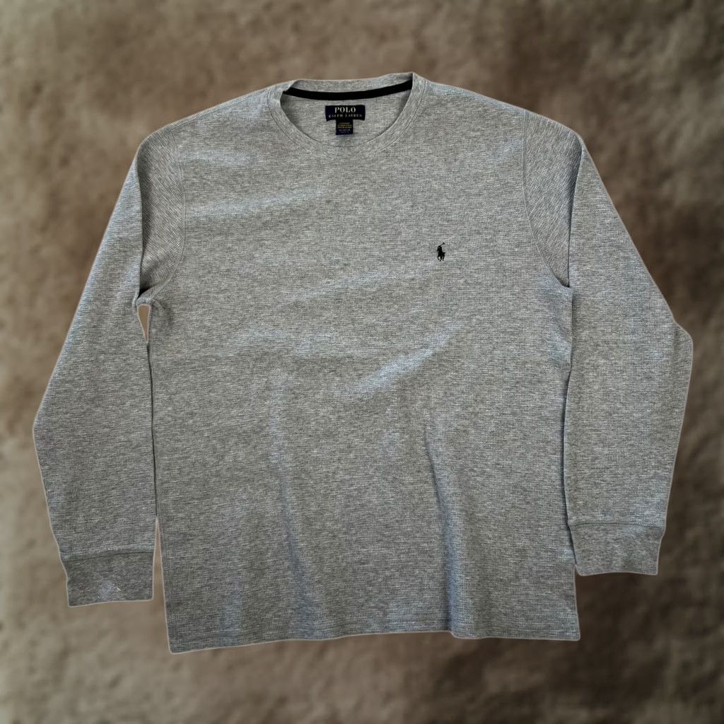 Polo Ralph Lauren Polo Ralph Lauren Sleep Shirt Gray XL Long Sleeve Crew Neck Knit Logo Pocketless Pullover 100% Cotton Men Vintage: No Size US XL / EU 56 / 4 - 1 Thumbnail