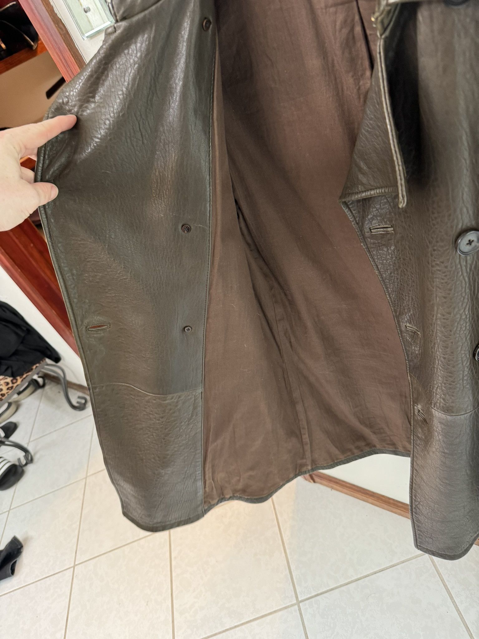John Varvatos JOHN VARVATOS Brown Leather Trench Coat MSRP$3298 Size US S / EU 44-46 / 1 - 8 Thumbnail