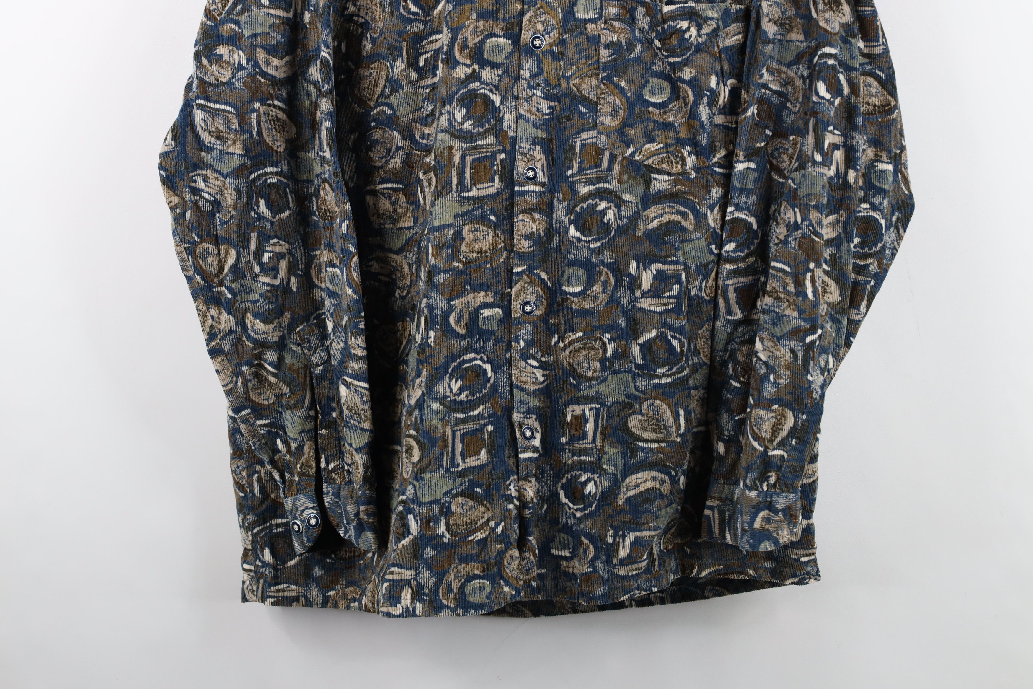 Vintage Vintage 90s Streetwear Corduroy Collared Button Shirt Size US L / EU 52-54 / 3 - 3 Thumbnail