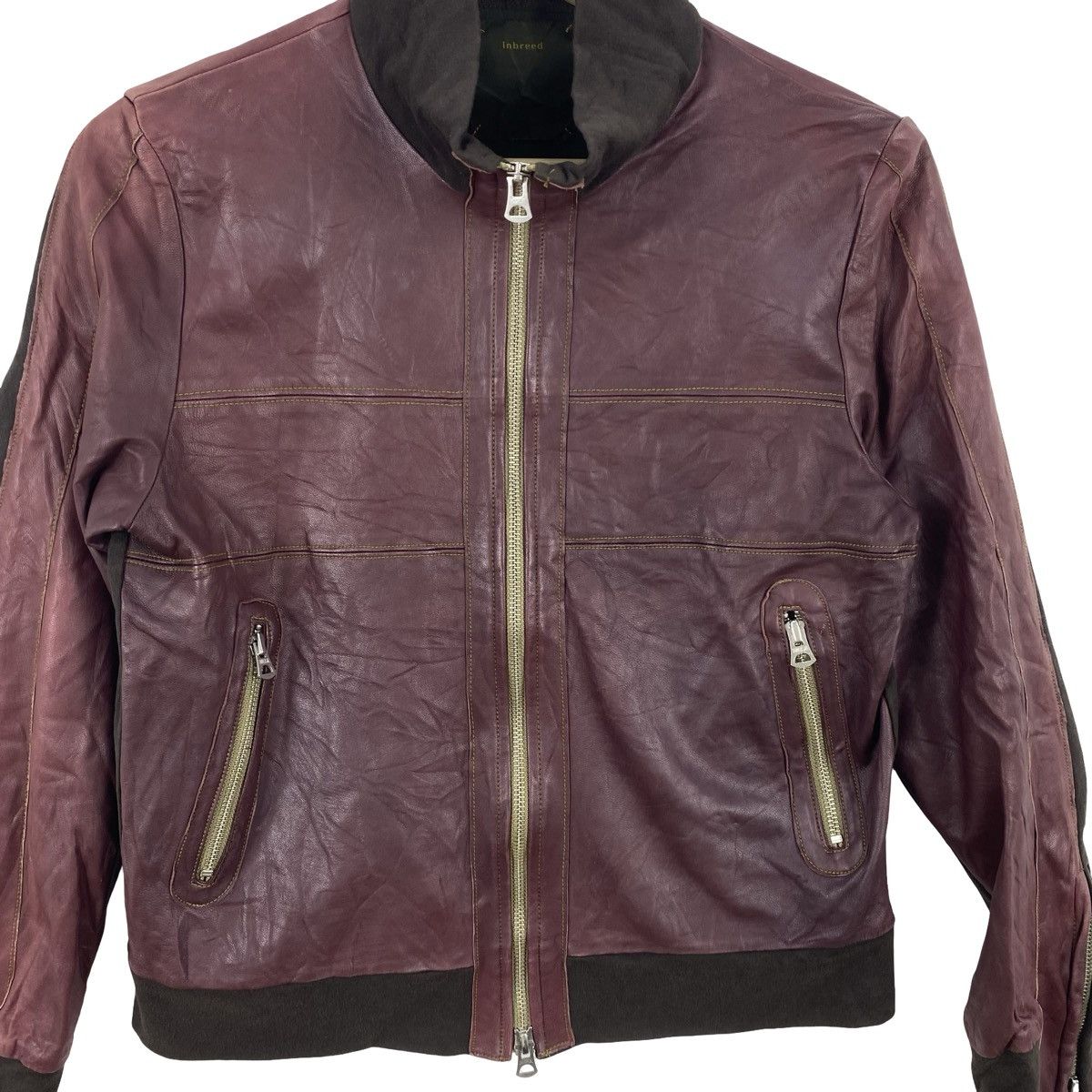 Vintage Vintage INBREED Leather Cafe Racer Jacket Distressed Zip Size S / US 4 / IT 40 - 6 Thumbnail