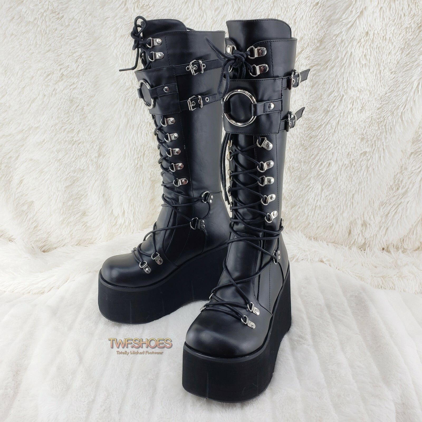 Other DEMONIA Kera 200 Black Shin Shield Knee Boot 4.5" Platform G Size US 9 / IT 39 - 7 Thumbnail
