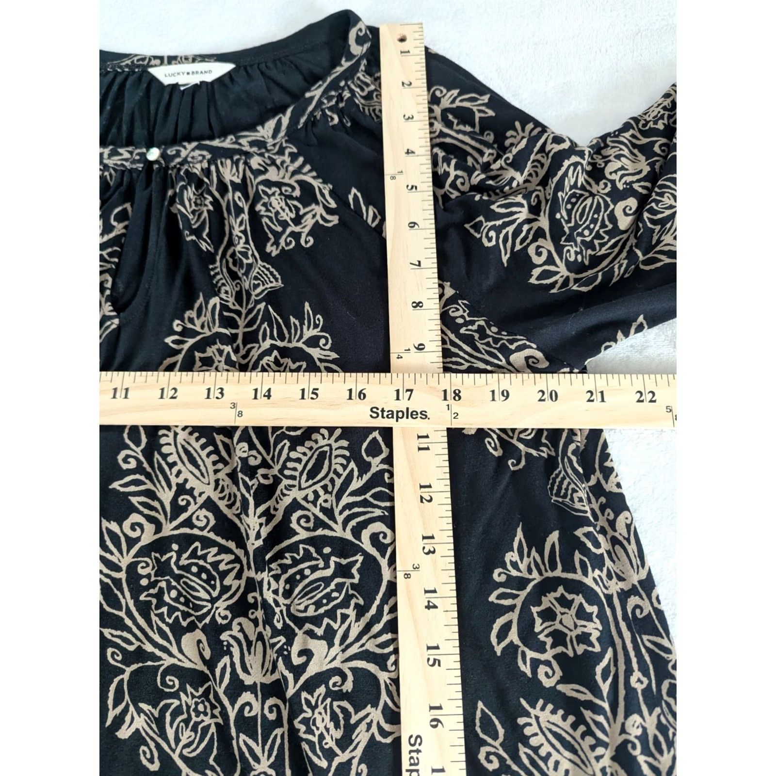 Lucky Brand Lucky Brand Blouse 3/4 Sleeve Women's Size 1X Black Floral Peasant Viscose Button Bodice Casual Sleeve Boho White? Size XL / US 12-14 / IT 48-50 - 6 Thumbnail