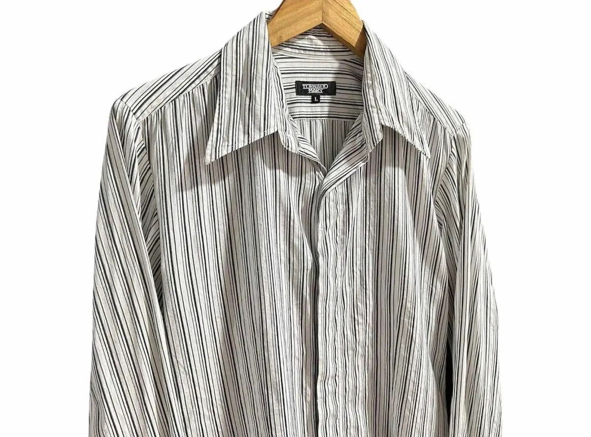 Japanese Brand × Tornado Mart ♟️ Y2K Archived Tornado Mart Striped Shirt Hidden Button Size US L / EU 52-54 / 3 - 3 Thumbnail