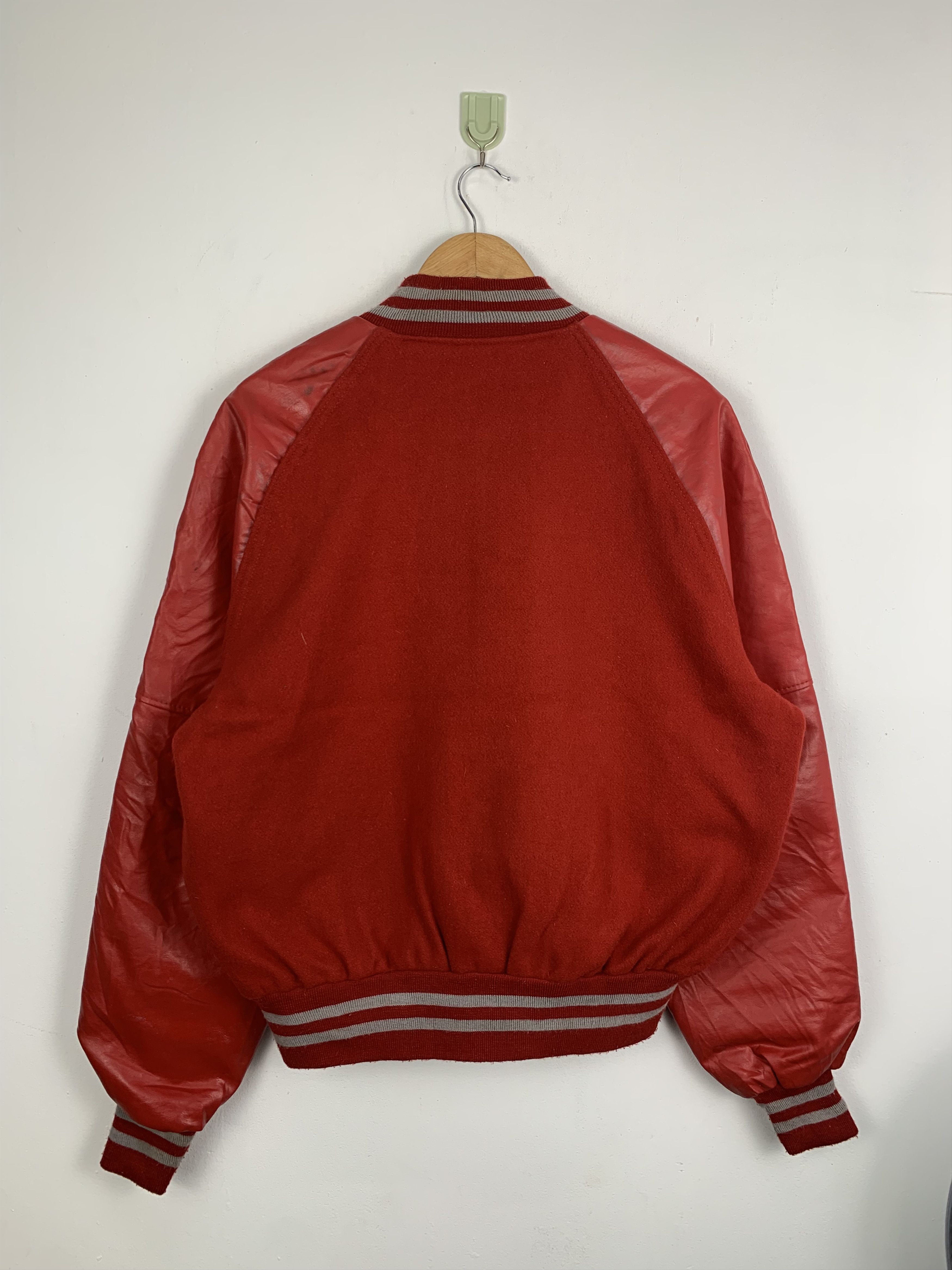Holloway Vintage 80s Holloway Sleeve Leather Varsity Jacket Red V0504 Size US M / EU 48-50 / 2 - 3 Thumbnail