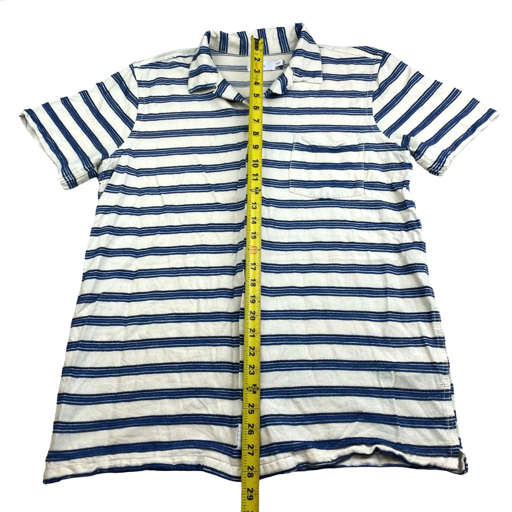 Onia Onia Men’s Button Camp Shirt Ivory/Blue Stripe S/S Cotton/Viscose Medium Regular Size US M / EU 48-50 / 2 - 5 Thumbnail