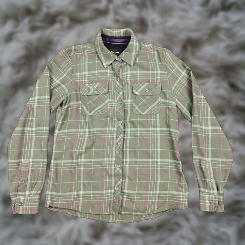 Marmot Marmot Shirt Womens Medium Green Plaid Flannel Button Front Long Sleeve Casual Size M / US 6-8 / IT 42-44 - 1 Thumbnail