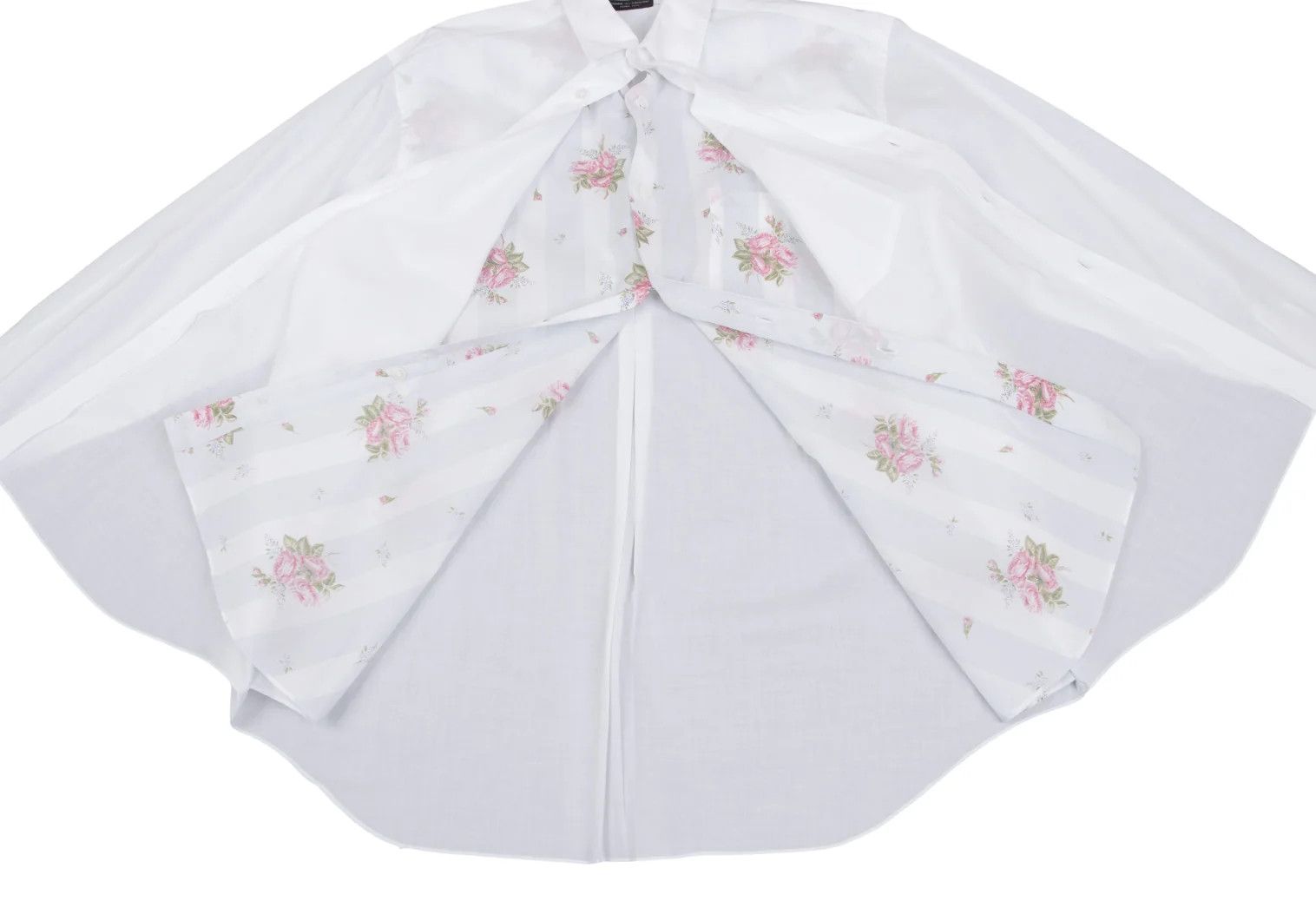 Comme des Garcons Homme Plus Stripe Flower Layered Long Sleeve Shirt Off-white Size M Size US M / EU 48-50 / 2 - 14 Thumbnail
