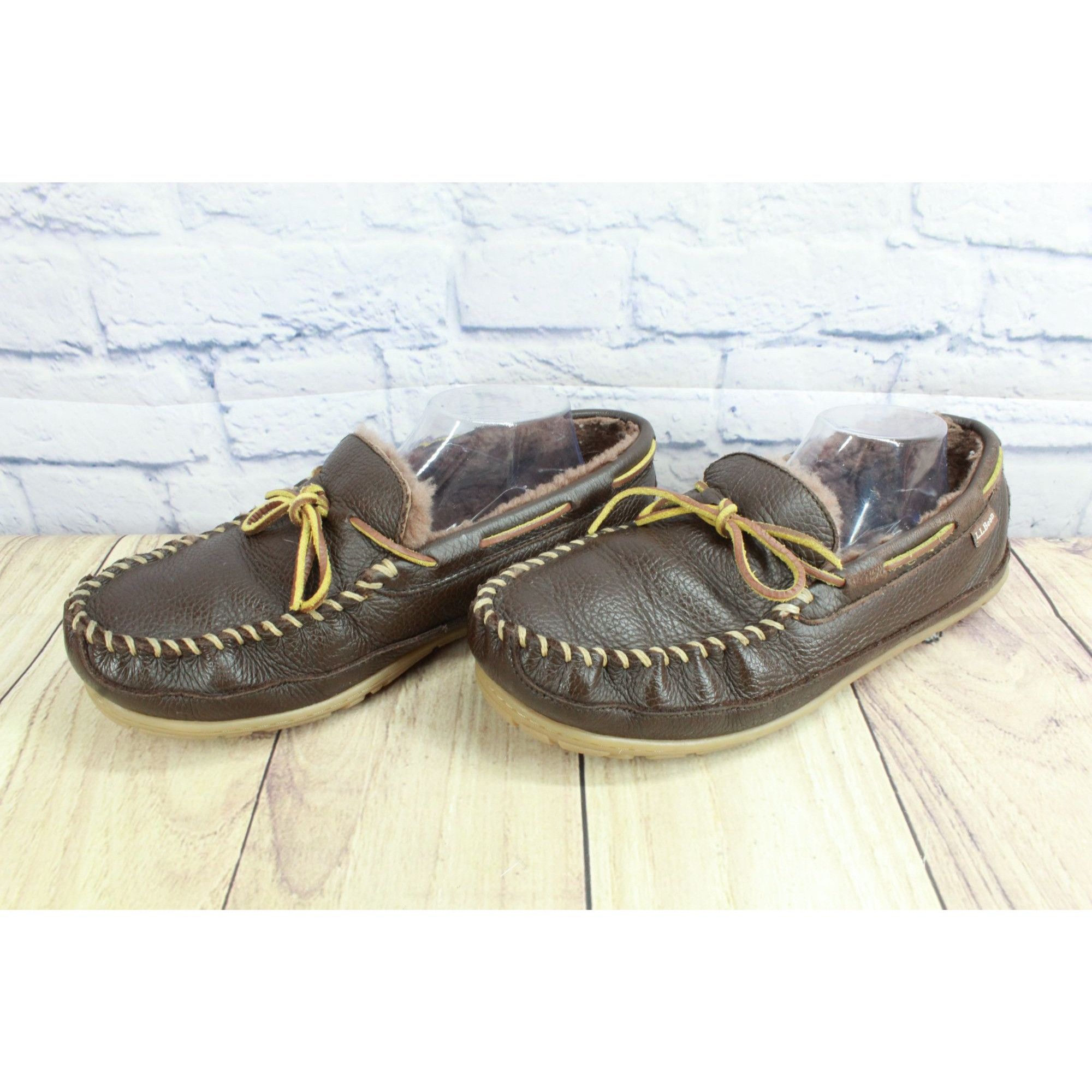 L.L. Bean × Leather LL Bean Moosehide Leather Wicked Good Moccasin Cozy Slippers Size US 11 / EU 44 - 2 Thumbnail