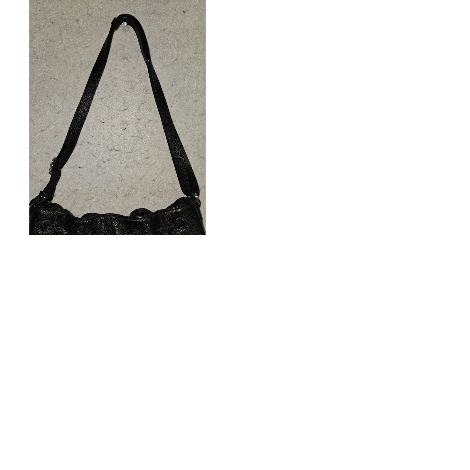 Brighton VINTAGE Brighton Signature Black Pebbled Leather Drawstring Bucket Shoulder Bag F494672 Size ONE SIZE - 9 Thumbnail