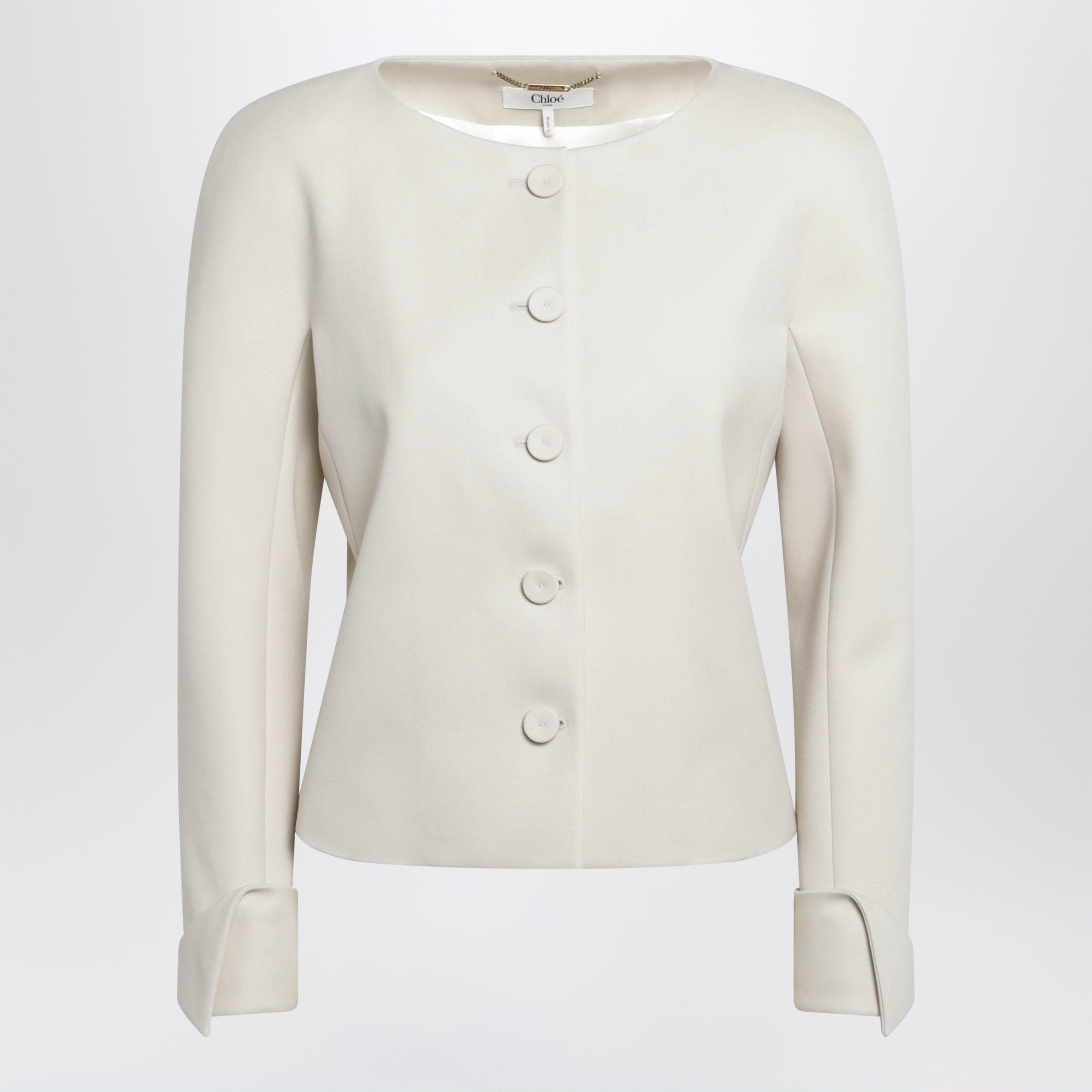 Chloe Chloe Fitted Jacket In Desert Brown Grain De Poudre Wool Size S / US 4 / IT 40 - 1 Thumbnail