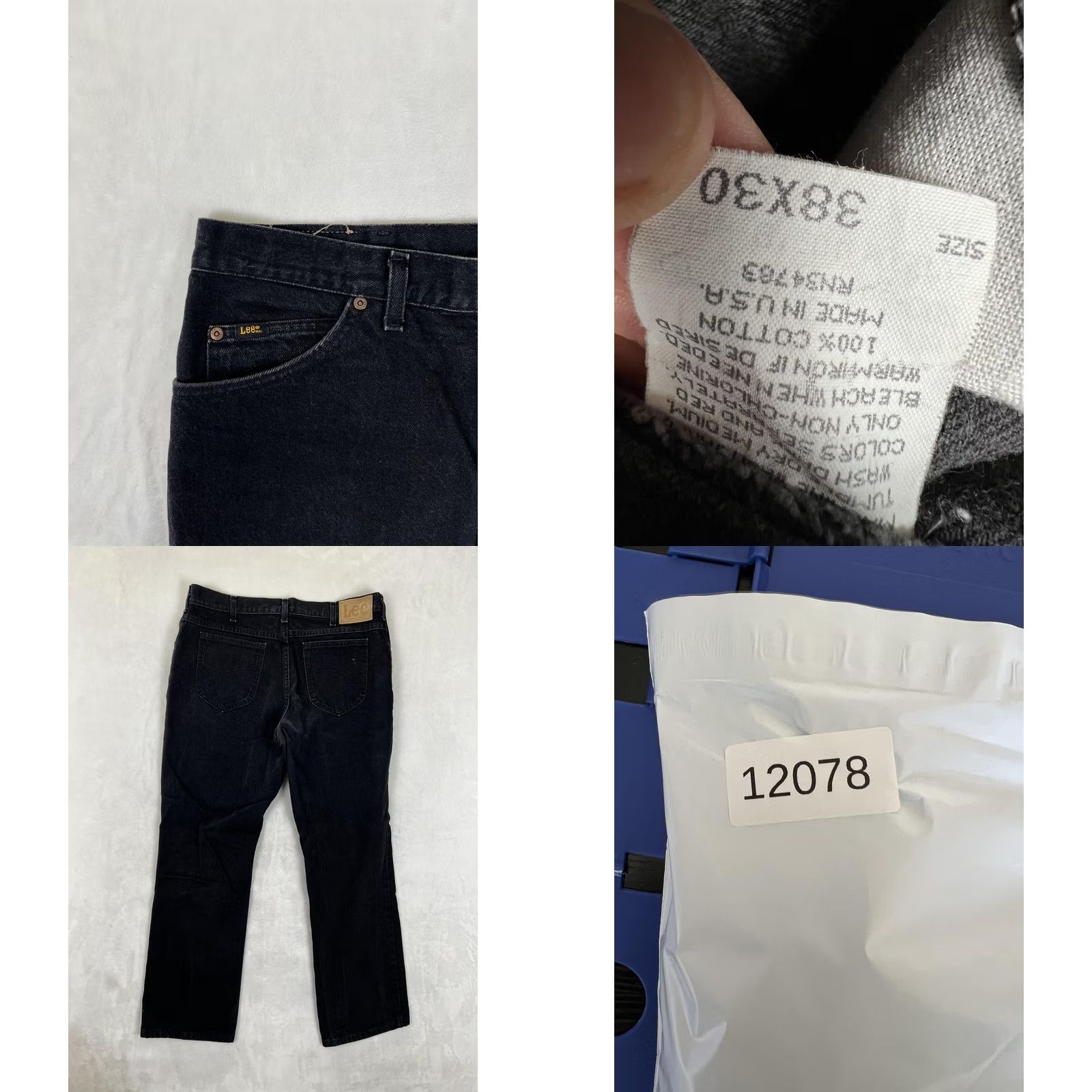 Lee VINTAGE Lee Jeans Mens 38x30 Black Regular Fit Straight Leg Denim USA 90s Size US 38 / EU 54 - 8 Thumbnail