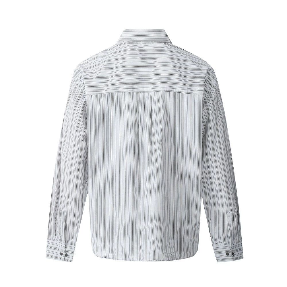 Vintage Men's Japanese striped casual loose long-sleeved shirt Size US M / EU 48-50 / 2 - 2 Thumbnail