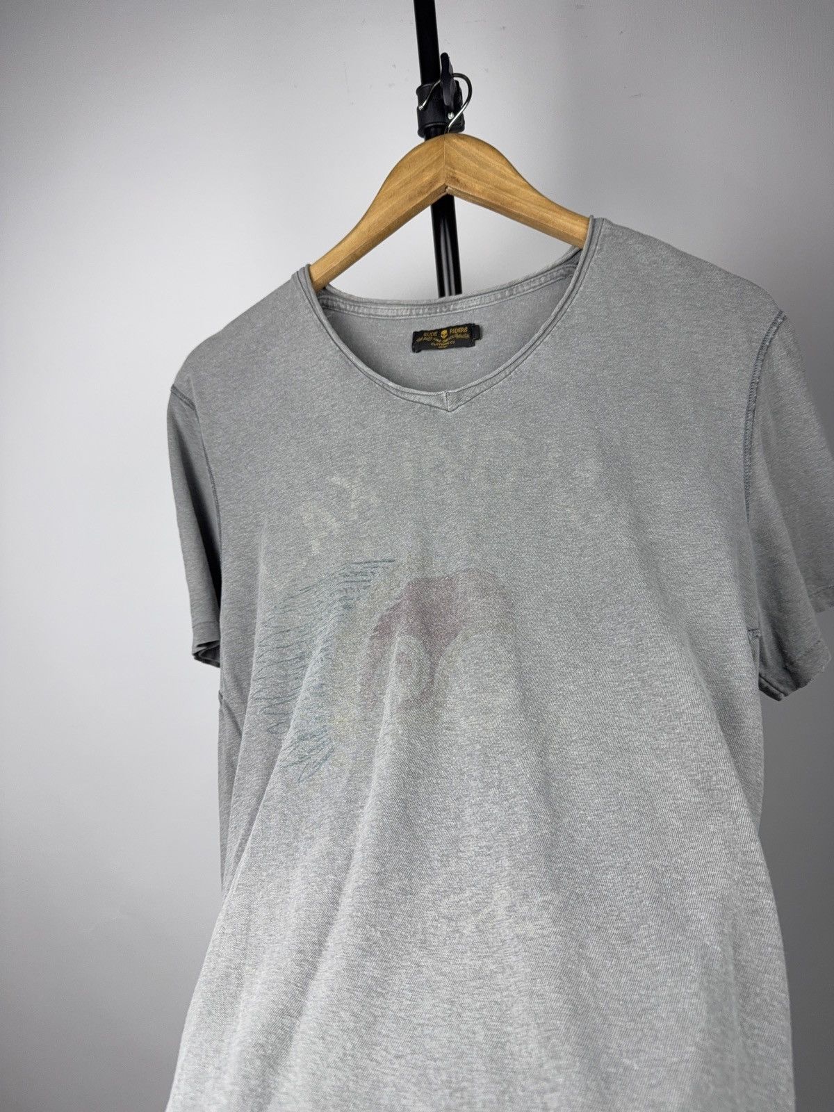 Harley Davidson Rude Riders Vintage Washed Biker Moto 00s V-Neck Tee Grey M Size US M / EU 48-50 / 2 - 2 Thumbnail