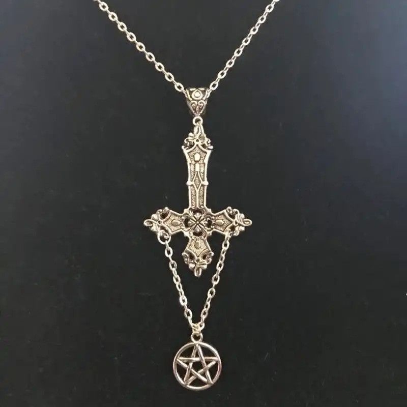 Jewelry × Vintage Inverted cross and pentagram necklace satanic necklace Size ONE SIZE - 1 Thumbnail