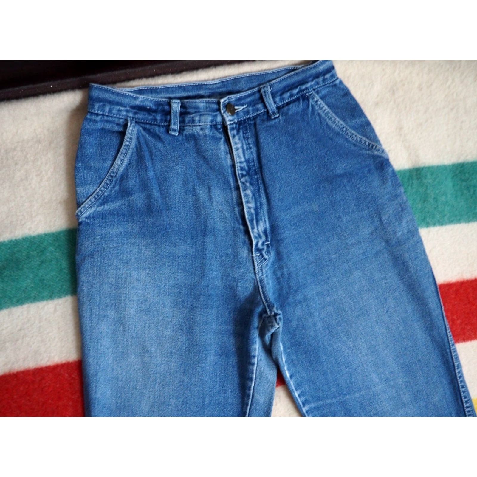 Vintage VTG 80s Normandee Rose High Waist Denim Jeans 28x31 Mom Womens Blue 1980s Look New Wave Pants Size 28" / US 6 / IT 42 - 4 Thumbnail