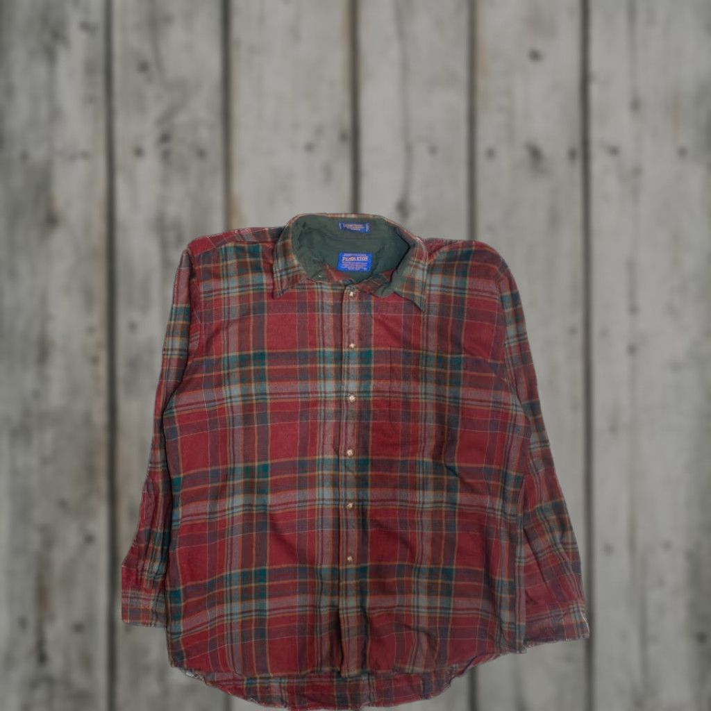 Pendleton VINTAGE Pendleton Shirt Wool Red Plaid Large Fireside Style 5287 Mens Size US L / EU 52-54 / 3 - 1 Thumbnail