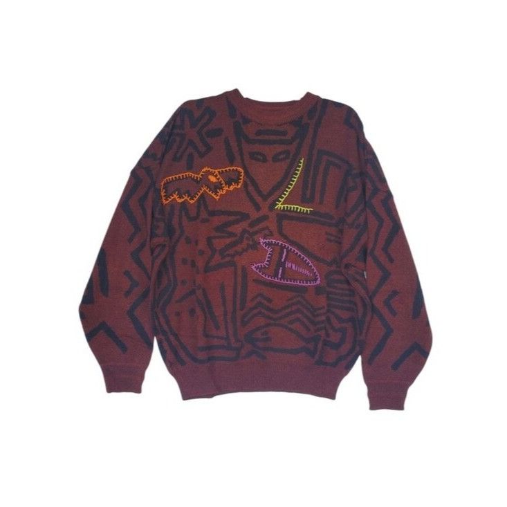 FALKE Vintage Sweater RARE Retro Embroidered Graphics Falke by Jef Size US L / EU 52-54 / 3 - 3 Thumbnail